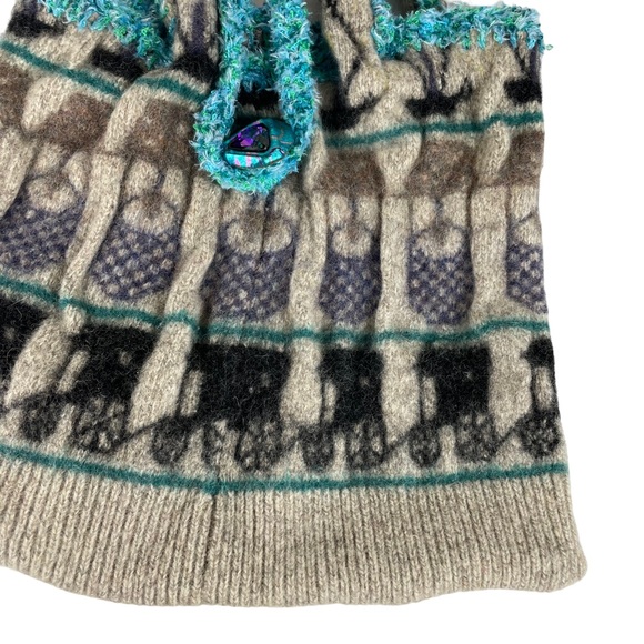 Handmade Wool Unique Shoulder Tote Bag Button Loop Amish Horse Buggy Carriage - Picture 3 of 13